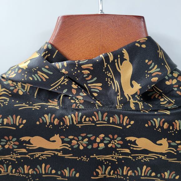 Vintage Evan-Picone Horse Print Tie Neck Blouse Size 16 Shoulder Pads Button Up - Picture 13 of 16